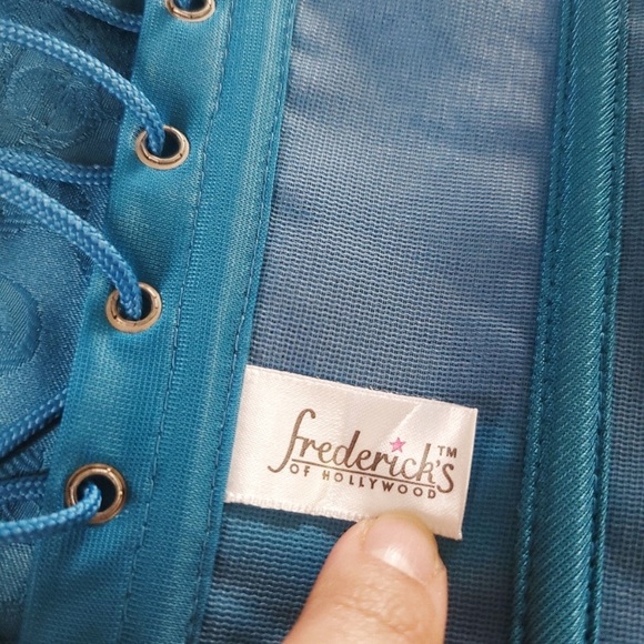 Vintage Y2K teal wild roses square neck corset - Picture 3 of 7